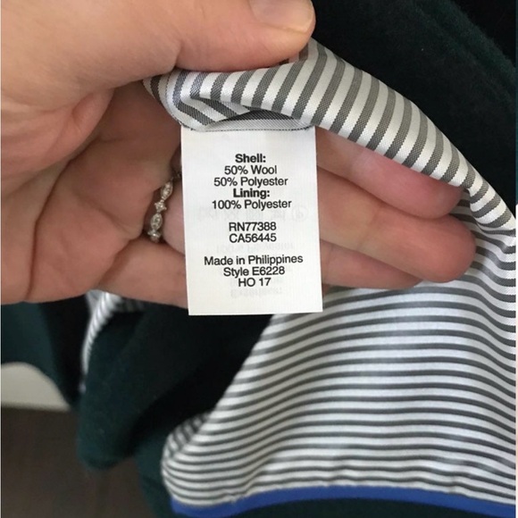 J Crew Deep Green Wool Peacoat size 14 - Picture 5 of 5